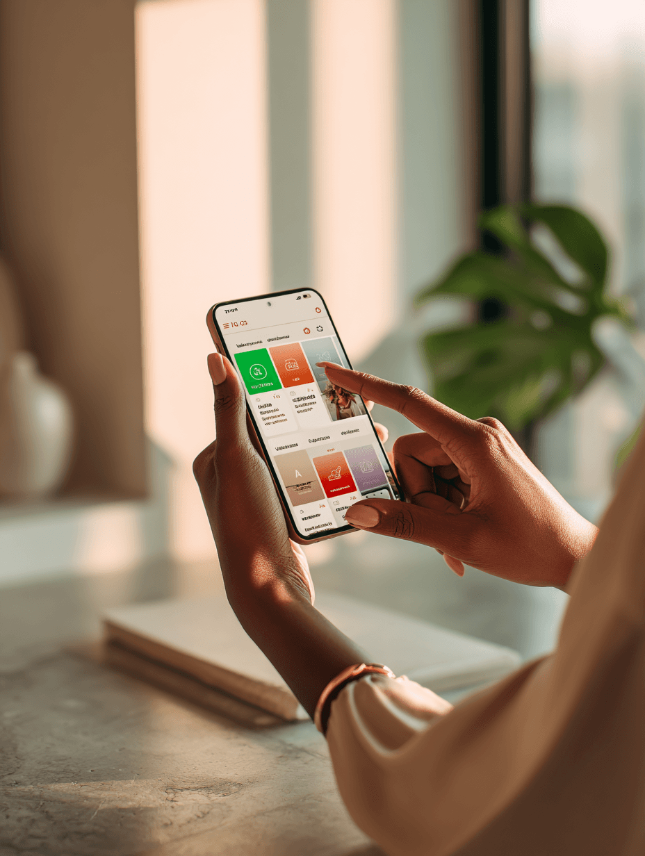 Feed scrollável de notícias jurídicas estilo Instagram no celular, cards visuais empilhados com decisões recentes